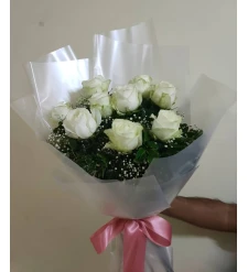 9 White Roses White Bouquet
