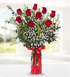 9 Red Rose in Vase