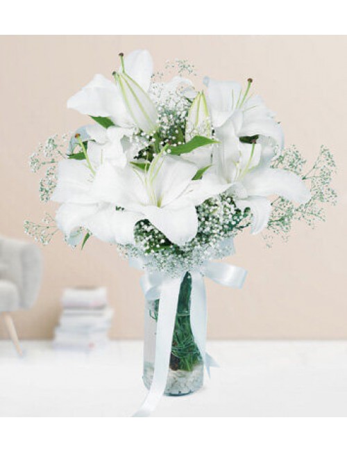 White lilies in vase