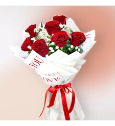 7 Red Rose Bouquet -  I Love You