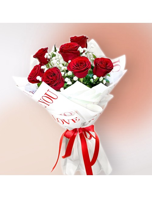 7 Red Rose Bouquet -  I Love You