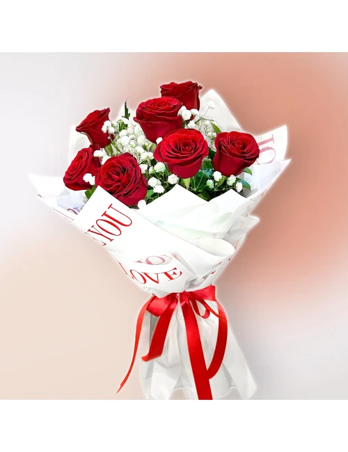7 Red Rose Bouquet -  I Love You