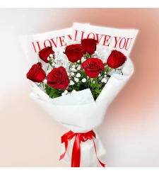 7 Red Rose Bouquet -  I Love You 2