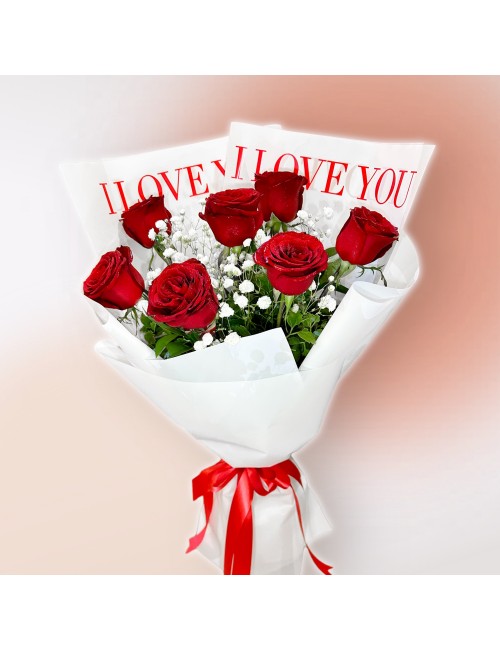 7 Red Rose Bouquet -  I Love You 2