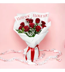 I Love You 10 Red Rose Bouquet