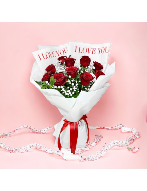 I Love You 10 Red Rose Bouquet