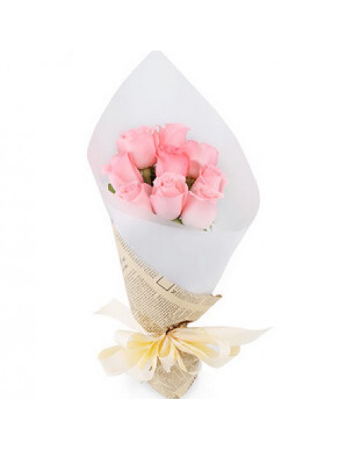 9 Pink Roses Boquet